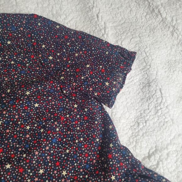 Madewell Studio Ruffle-Hem Top in Starry Night Black Star Print XXS 100% Cotton - Picture 15 of 16